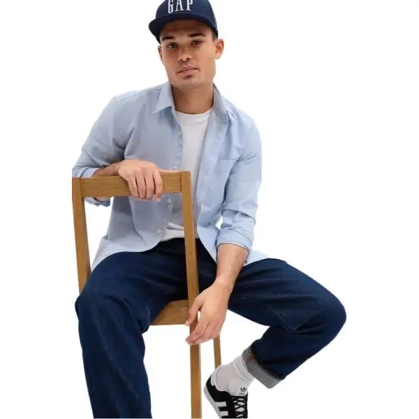 GAP GAP V-LS STANDARD OXFORD Мъжка риза, светлосиньо, размер