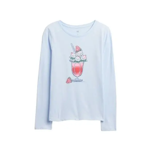 GAP GAP V-SEPT LS VAL GR Момичешка тениска, светлосиньо, размер