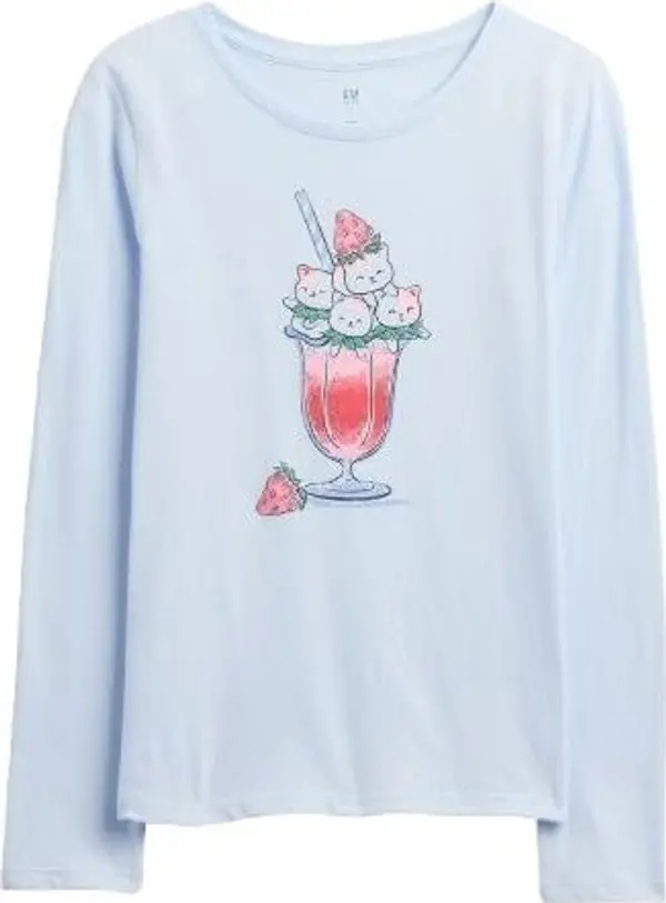 GAP GAP V-SEPT LS VAL GR Момичешка тениска, светлосиньо, размер