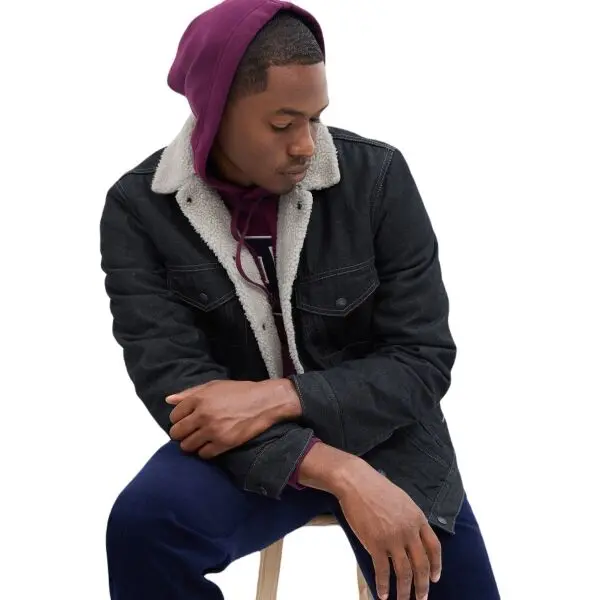 GAP GAP V-SHERPA DENIM Мъжко яке, тъмносин, размер