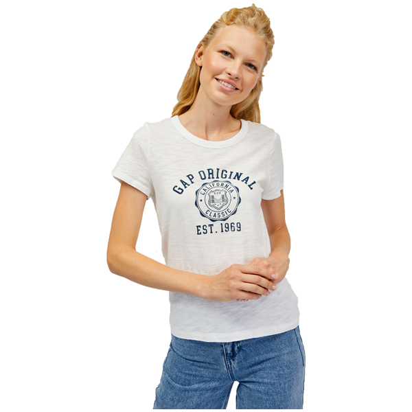 GAP GAP V-SS FOREVERSOFT CREW Дамска тениска, бяло, размер
