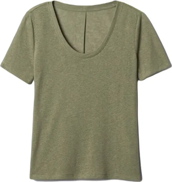 GAP GAP V-SS LINEN SCOOP Дамска тениска, khaki, размер