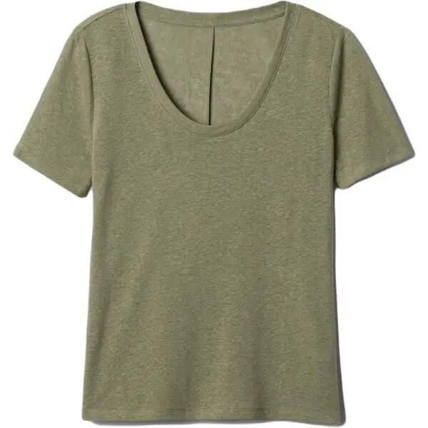 GAP GAP V-SS LINEN SCOOP Дамска тениска, khaki, размер