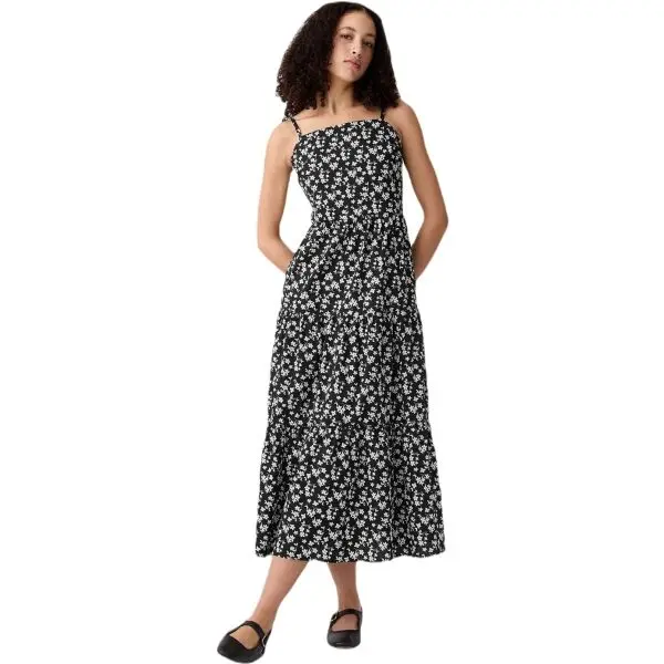 GAP GAP V-TIERED Дамска рокля, черно, размер