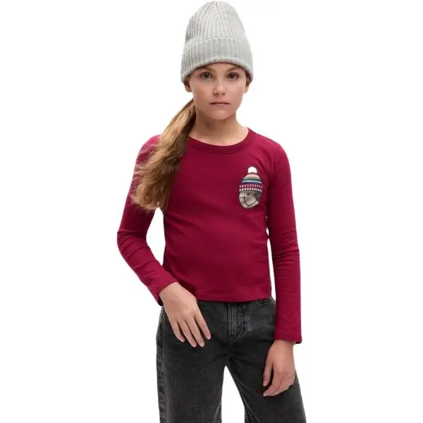 GAP GAP VALUE GRAPHIC Момичешка тениска, винен, размер