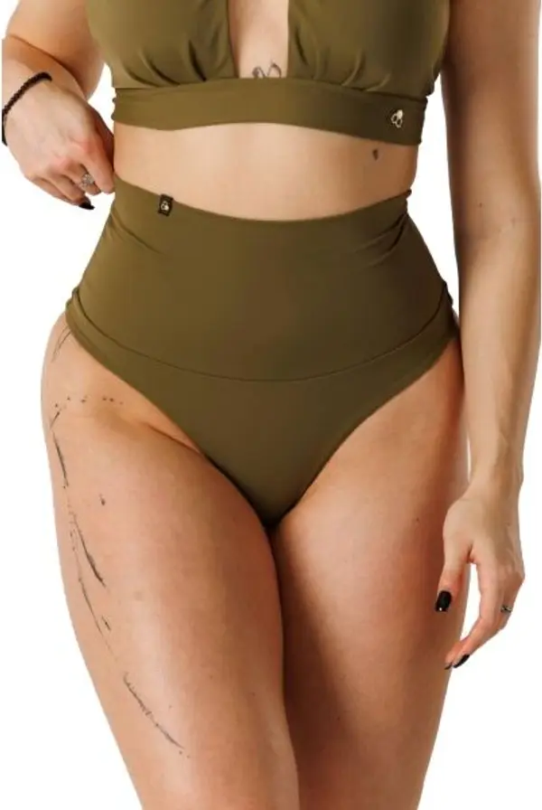 GOLDBEE GOLDBEE SHAPEWEAR SWIMWEAR BOTTOMS Дамски бански с пристягане, тъмнозелено, размер