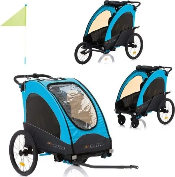 GUTO GUTO BUGGY PRO 3 в 1 Детска велосипедна количка, синьо, размер