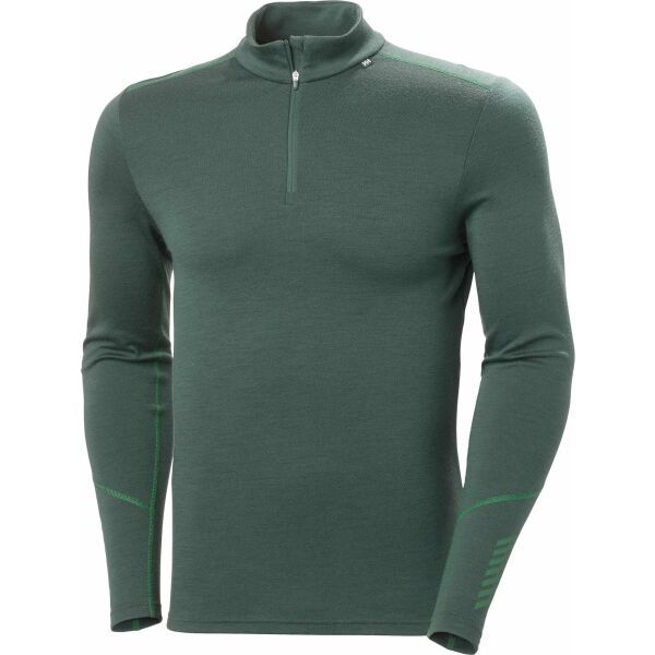 Helly Hansen Helly Hansen LIFA MERINO MIDWEIGHT 1/2 ZIP Мъжка  тениска от мерино, тъмнозелено, размер