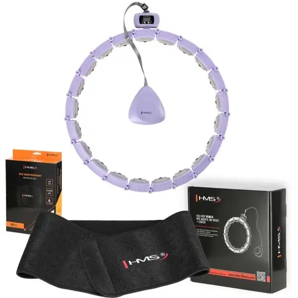 HMS HMS SET HHM14 + BR163 Комплект масажен обръч с тежест и оформящ колан, лилаво, размер