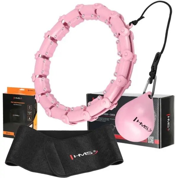 HMS HMS SET HHW02 + BR163 Комплект масажен обръч с тежест и отслабващ колан, розово, размер