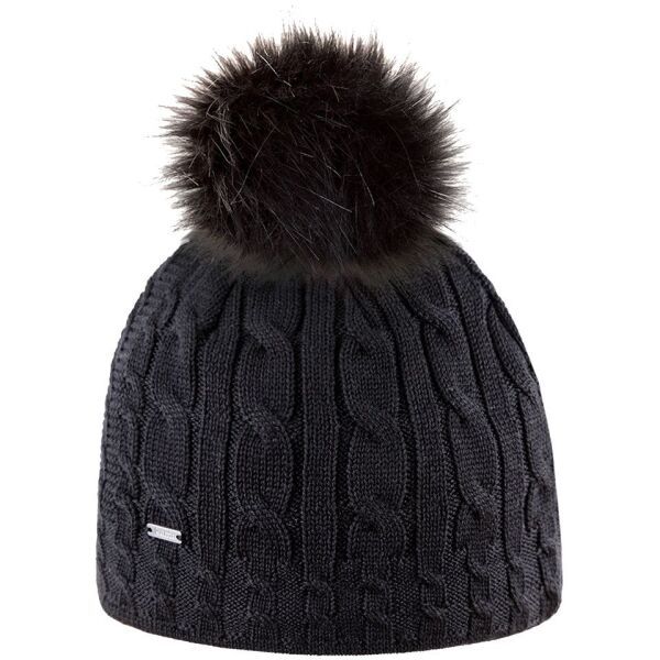 Kama Kama ШАПКА С ПОМПОН Плетена шапка с помпон, черно, размер