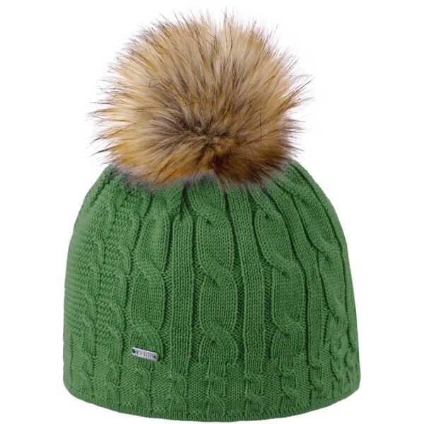 Kama Kama ШАПКА С ПОМПОН Плетена шапка с помпон, зелено, размер