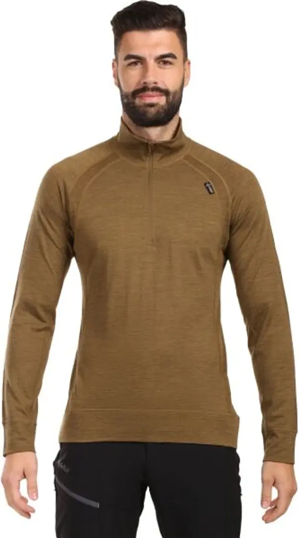 KILPI KILPI JAGER Мъжка мерино блуза с дълъг ръкав, кафяво, размер XXXL