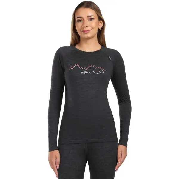 KILPI KILPI MAVORA TOP Дамска термо блуза от мериносова вълна, черно, размер