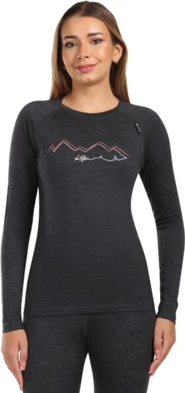 KILPI KILPI MAVORA TOP Дамска термо блуза от мериносова вълна, черно, размер