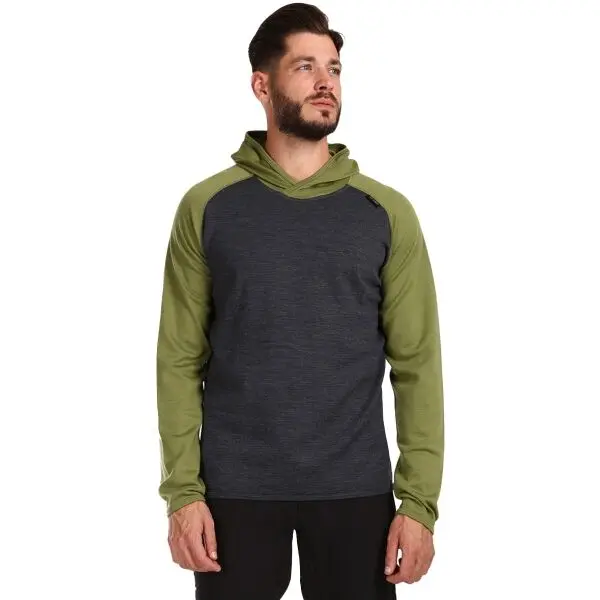 KILPI KILPI MOSEO Мъжки вълнен пуловер с качулка, светло-зелено, размер