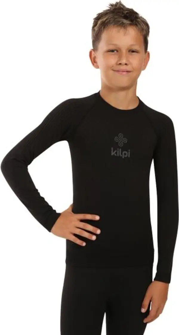 KILPI KILPI NATHAN Момчешка безшевна термо тениска, черно, размер 10Y