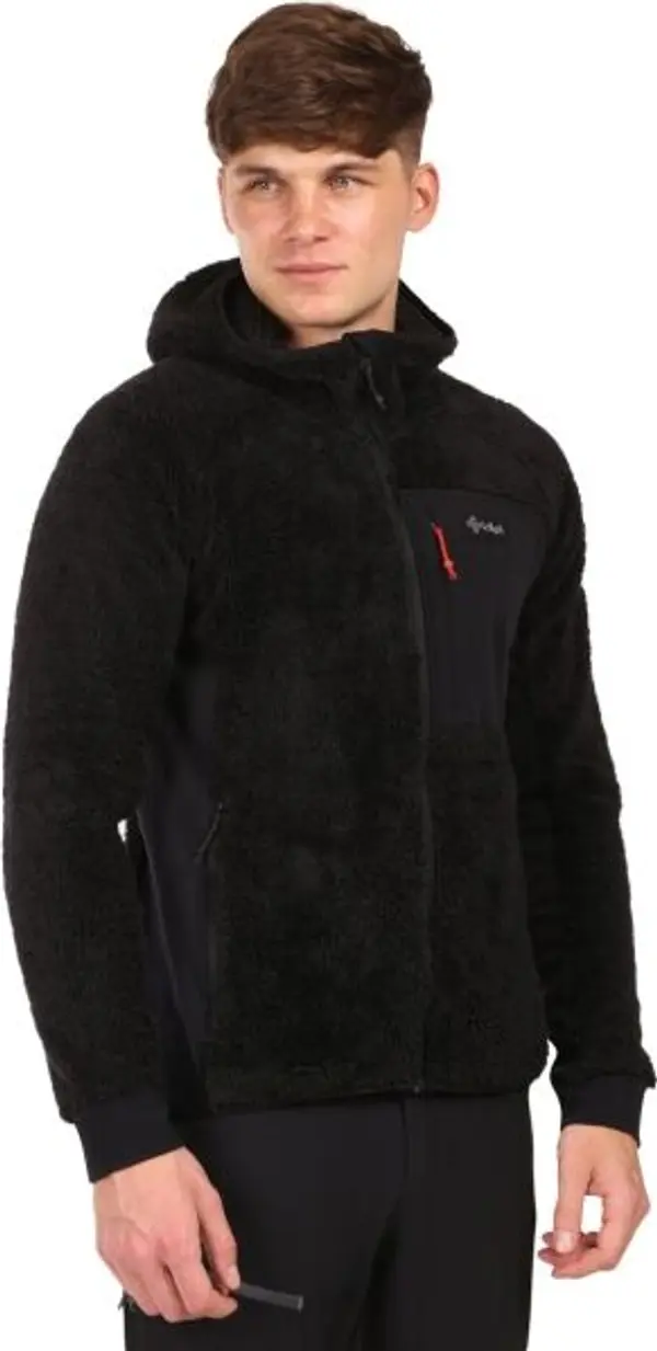 KILPI KILPI NORKA Мъжки пухкав флийс суитшърт с качулка, черно, размер