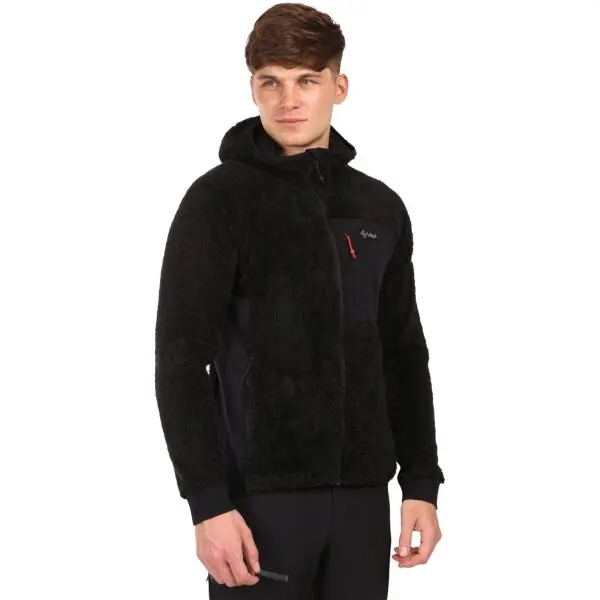KILPI KILPI NORKA Мъжки пухкав флийс суитшърт с качулка, черно, размер XXXL
