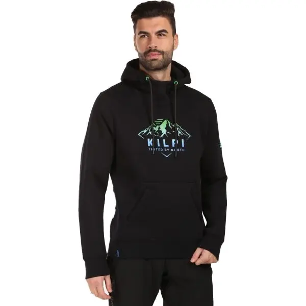KILPI KILPI NORTHEN Мъжки памучен суичър с качулка, черно, размер XXXL