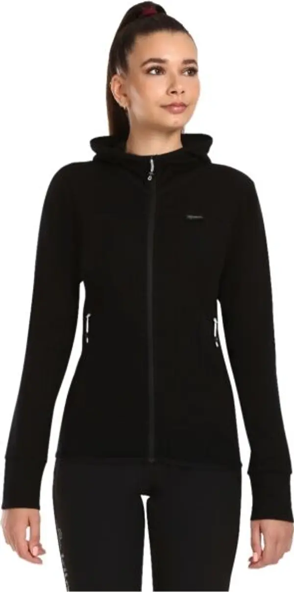 KILPI KILPI WOLIE Дамски вълнен пуловер с качулка, черно, размер