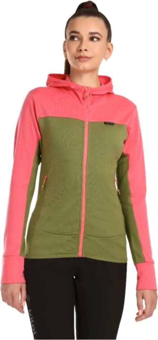 KILPI KILPI WOLIE Дамски вълнен пуловер с качулка, khaki, размер