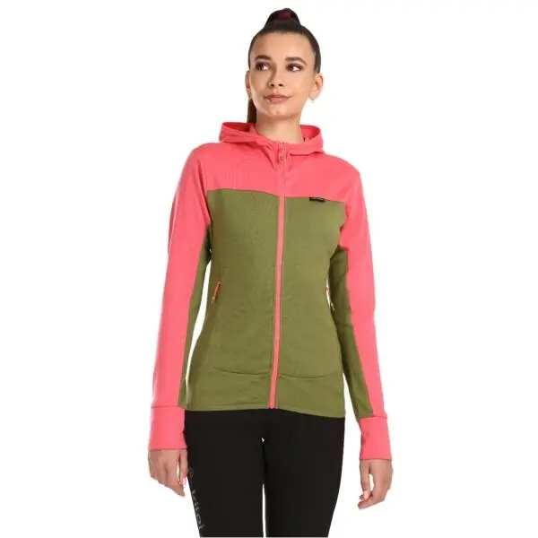 KILPI KILPI WOLIE Дамски вълнен пуловер с качулка, khaki, размер