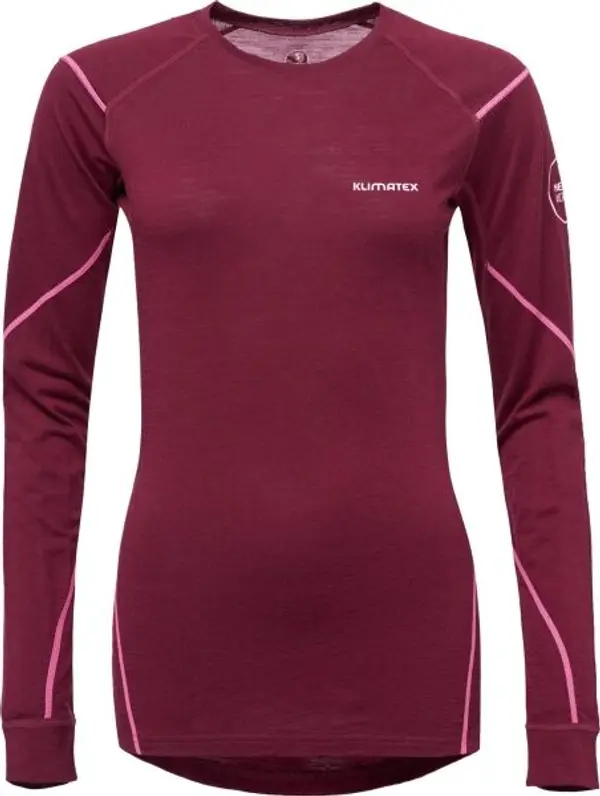 Klimatex Klimatex WAAL MERINO Дамска тениска от мерино, винен, размер