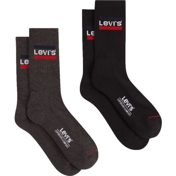 Levi's Levi's REGULAR CUT SPRTWR LOGO 2P Чорапи, черно, размер 35-38