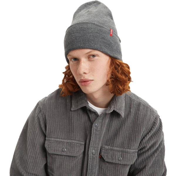 Levi's Levi's SLOUCHY RED TAB BEANIE Мъжка зимна шапка, сиво, размер UNI