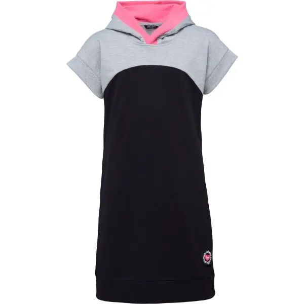 Lewro Lewro DRESS 252371 Момичешка къса рокля с качулка, черно, размер 164-170