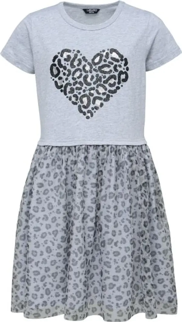 Lewro Lewro HARRIET Удобна рокля за момичета с тюлена пола, сиво, размер 128-134