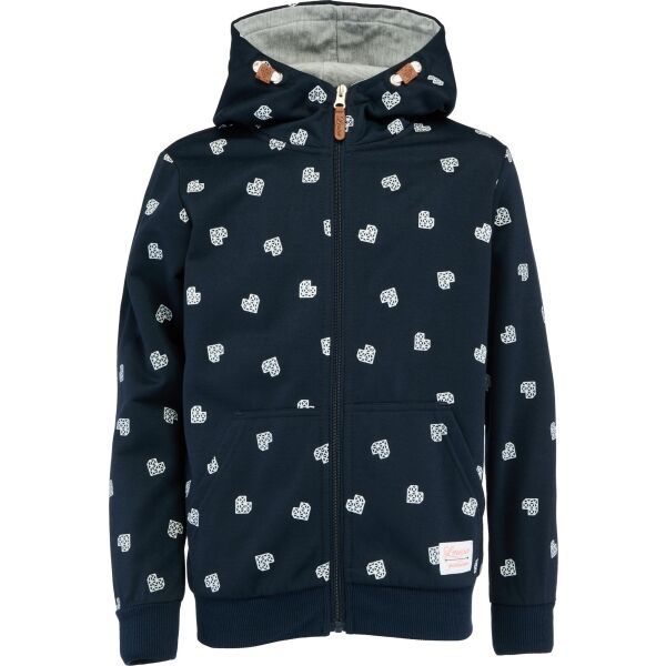 Lewro Lewro LEDIE Суитшърт за момичета с цип по цялата дължина на предницата, тъмносин, размер 152-158