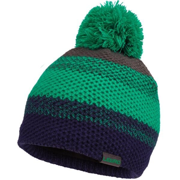 Lewro Lewro RONAN Момчешка плетена шапка с помпон, зелено, размер
