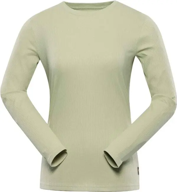 NAX NAX CERLA Дамска памучна тениска с дълъг ръкав, бежово, размер