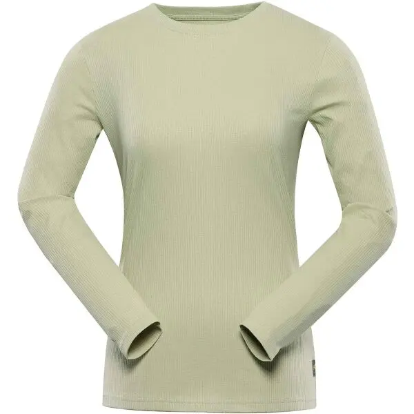 NAX NAX CERLA Дамска памучна тениска с дълъг ръкав, бежово, размер