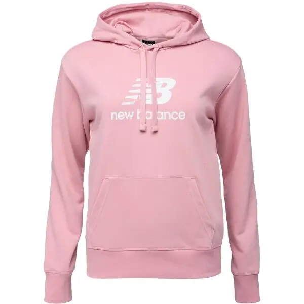 New Balance New Balance ESSENTIALS STACKED LOGO FRENCH TERRY HOODIE W Дамски суитшърт, розово, размер