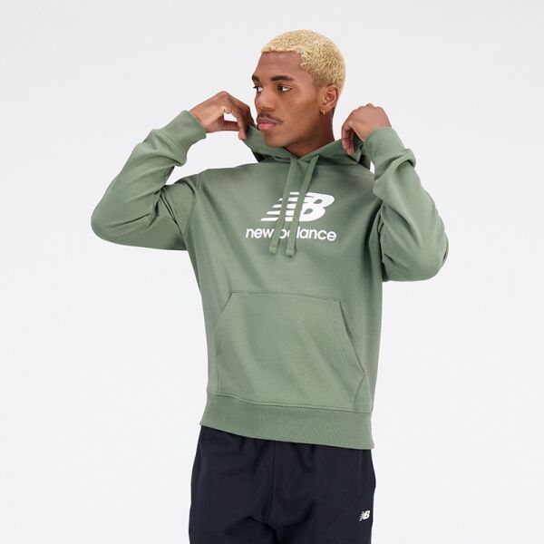 New Balance New Balance ESSENTIALS STACKED LOGO FRENCH TERRY HOODIE Мъжки суитшърт, зелено, размер XL
