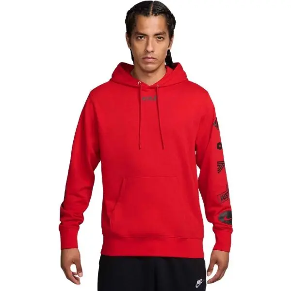 Nike Nike CLUB FLEECE HOODIE CYCLE Мъжки суитшърт, червено, размер