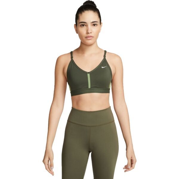Nike Nike DF INDY V-NECK BRA W Дамско спортно бюстие, khaki, размер