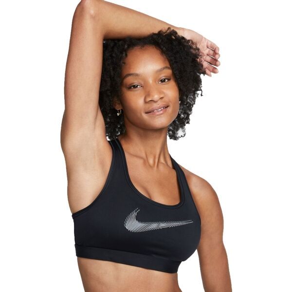 Nike Nike DRI-FIT SWOOSH Дамско спортно бюстие, черно, размер