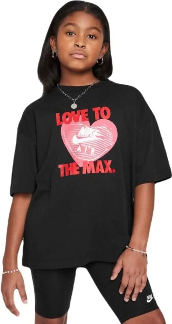 Nike Nike G SPORTSWEAR TEE HEART Тениска за момичета, черно, размер