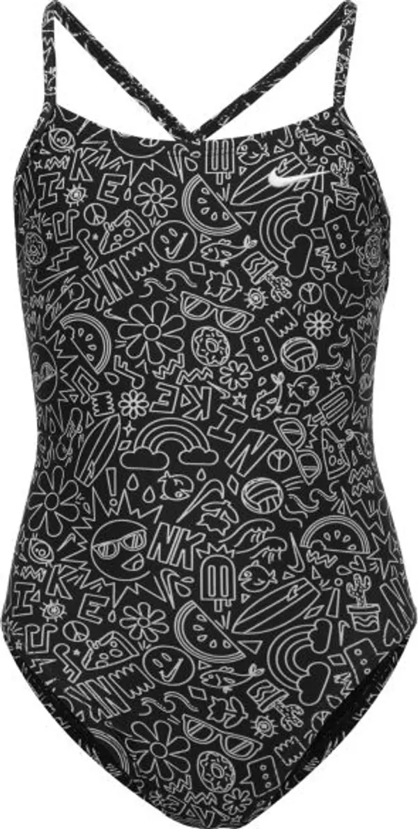 Nike Nike HYDRASTRONG MULTI PRINT Цял бански за момичета, черно, размер