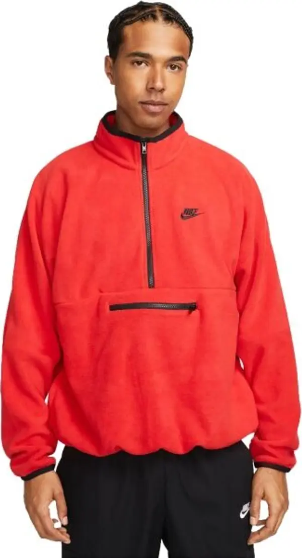 Nike Nike NK CLUB+ PLR LS HZ TOP Мъжки суитшърт, червено, размер