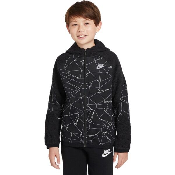Nike Nike NSW FZ KLUB WZ AOP B Суитшърт за момчета, черно, размер