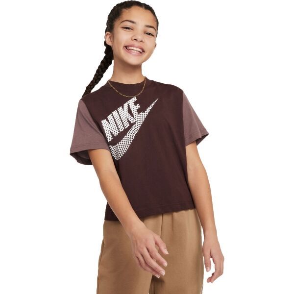 Nike Nike NSW TEE ESSNTL BOXY TEE Тениска за момичета, кафяво, размер