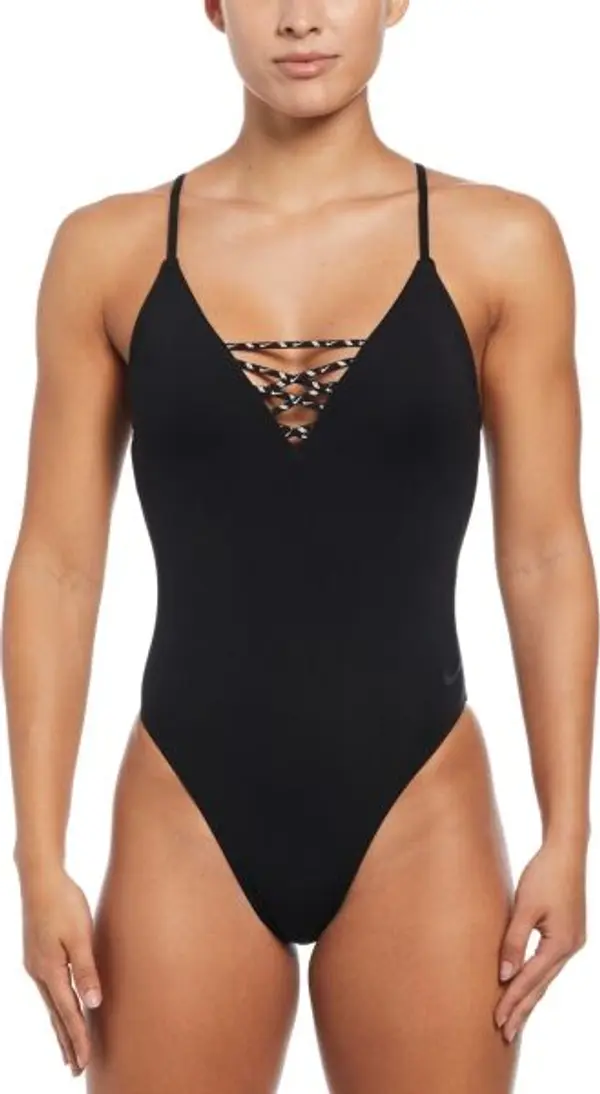 Nike Nike SNEAKERKINI Дамски цял бански костюм, черно, размер