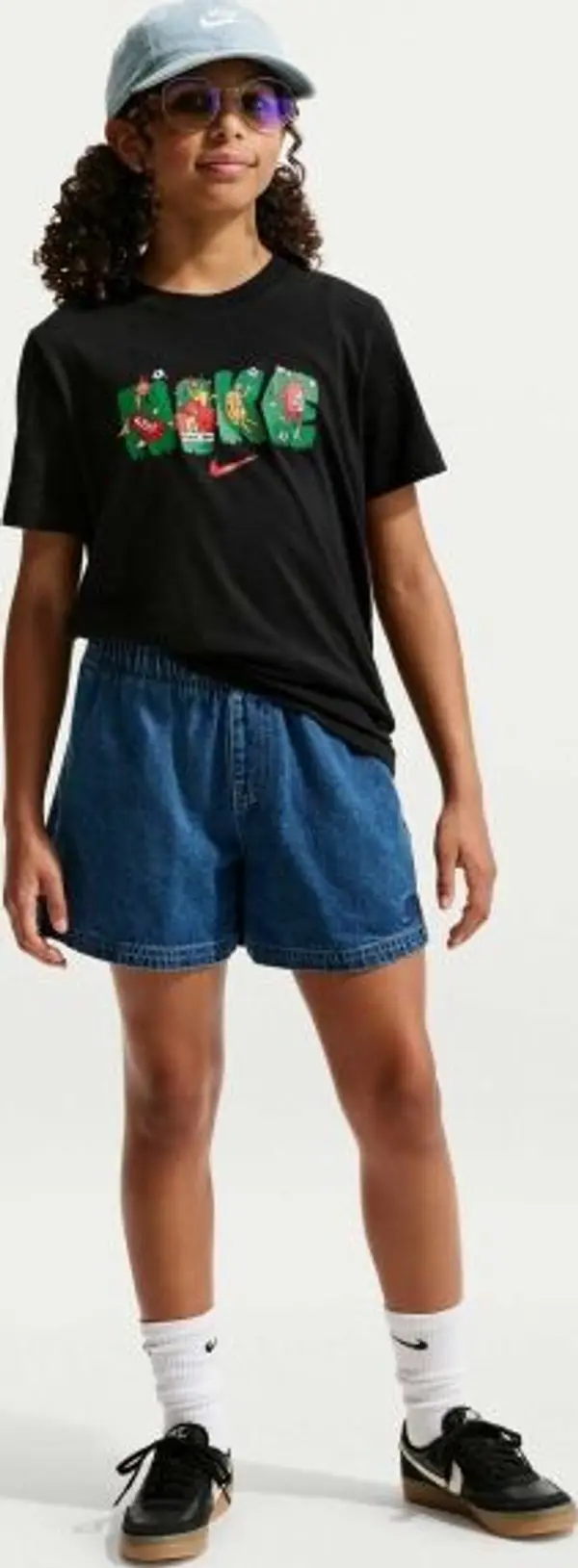 Nike Nike SPORTSWEAR TEE BOXY GFB Детска тениска, черно, размер