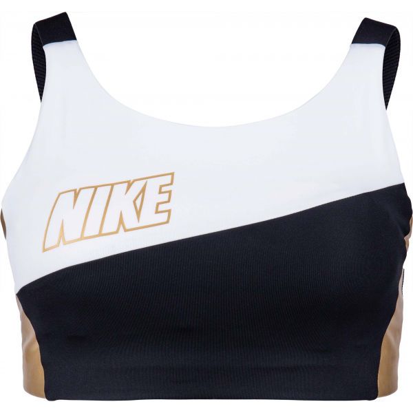 Nike Nike SWOOSH MTLC LOGO BRA PAD Дамско спортно бюстие, черно, размер