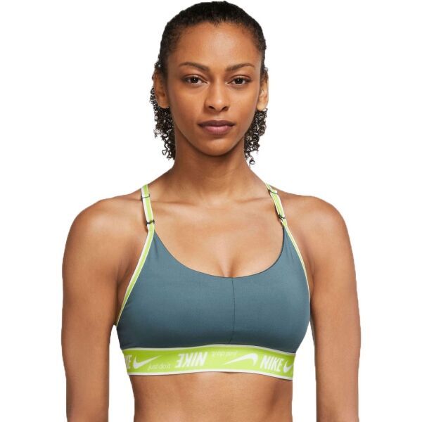 Nike Nike W NK DR INDY LOGO BRA Дамски спортен сутиен, тъмнозелено, размер